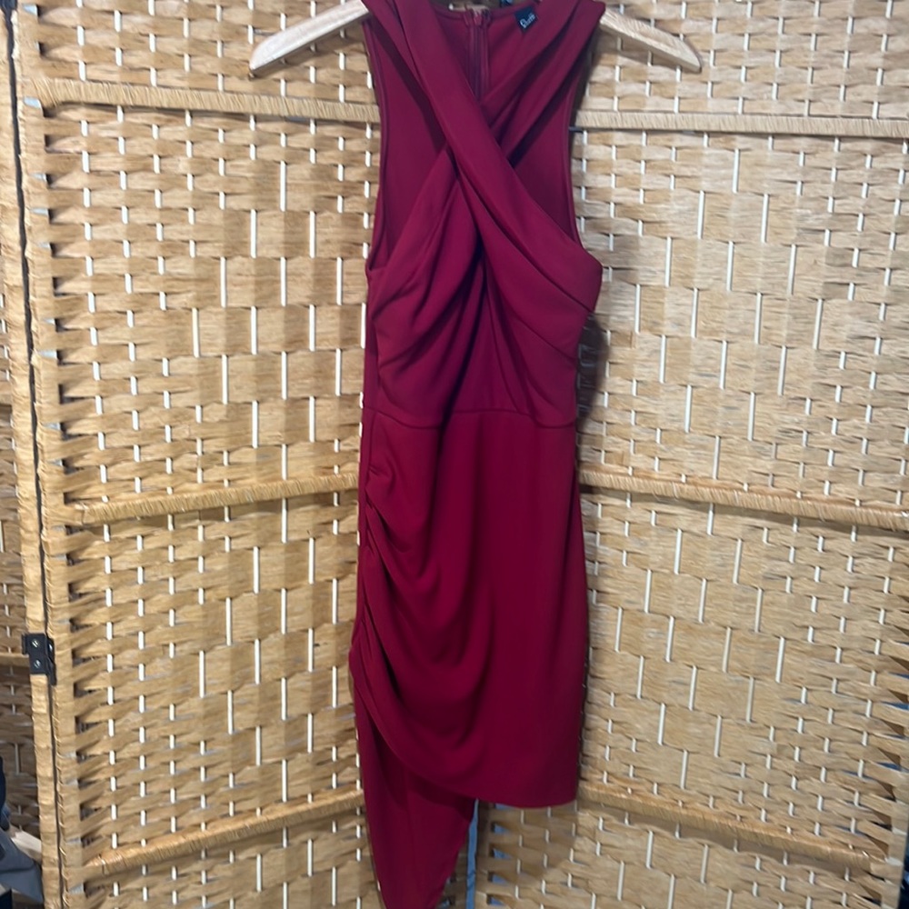 Split Stretch Slim Cocktail Midi Dress